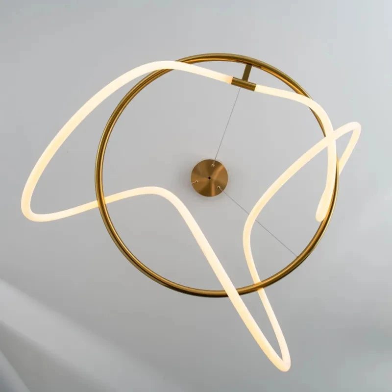 Contemporary curved LED pendant light dining table