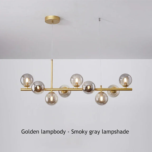 Frosted glass globe linear ceiling light