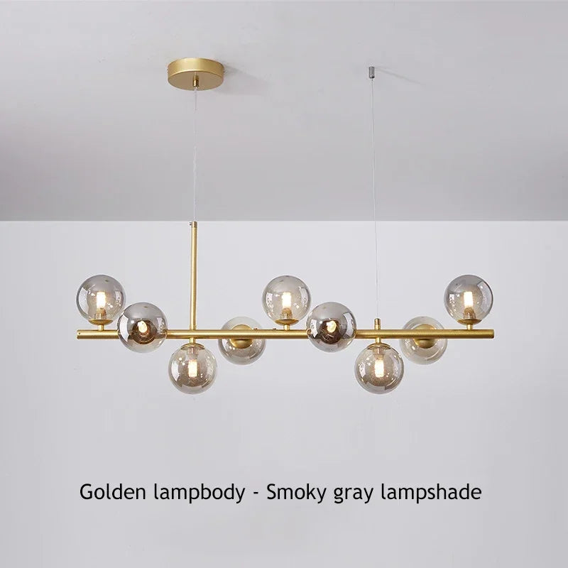 Frosted glass globe linear ceiling light