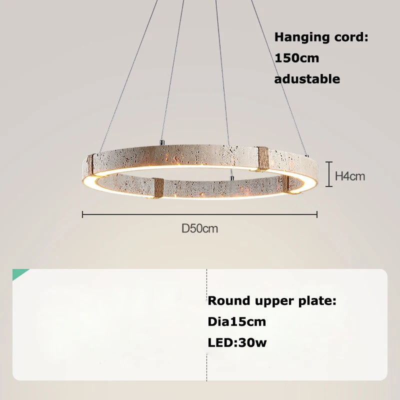 Minimalist stone ring chandelier living room