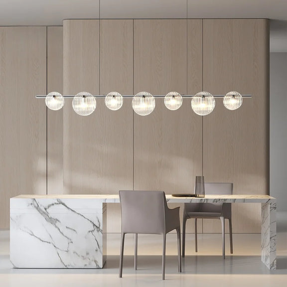 Contemporary black glass chandelier interior