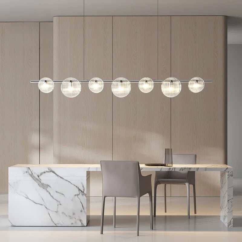 Contemporary black glass chandelier interior