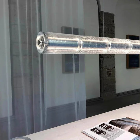 Contemporary linear LED chandelier for kitchen island