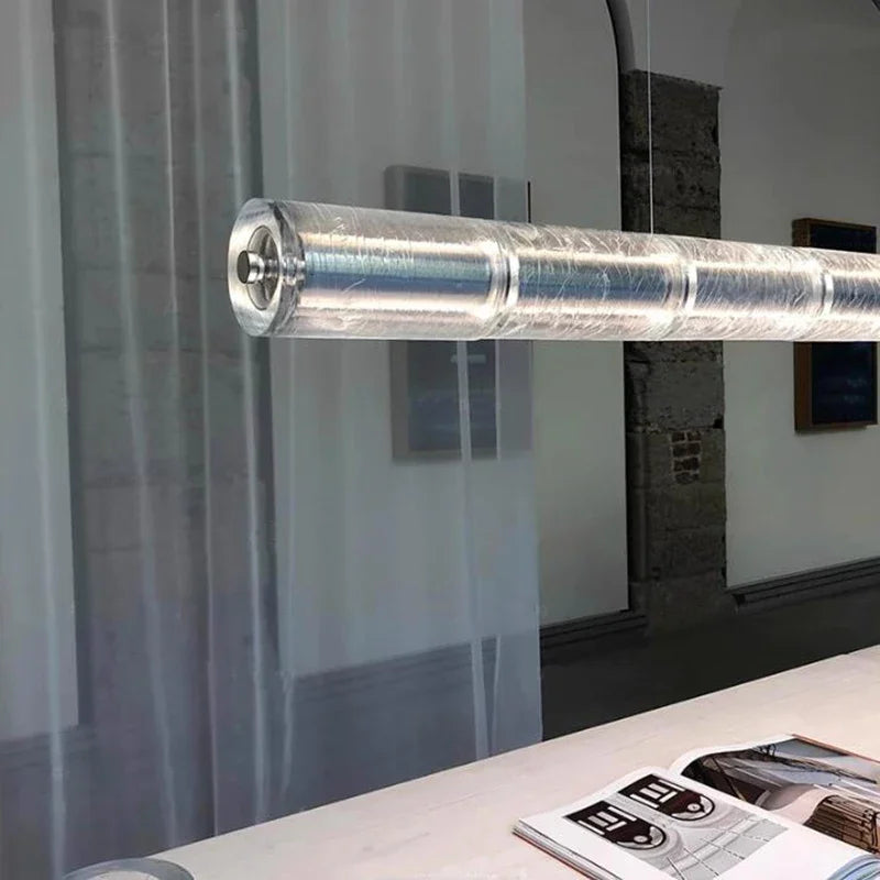 Contemporary linear LED chandelier for kitchen island