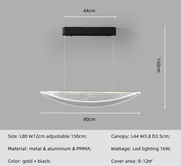 Modern gold linear LED wave chandelier