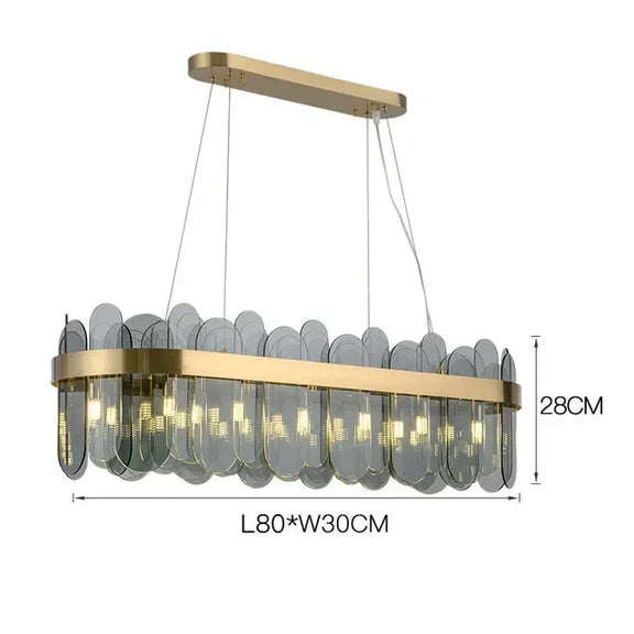 Designer art deco chandelier clear glass panels