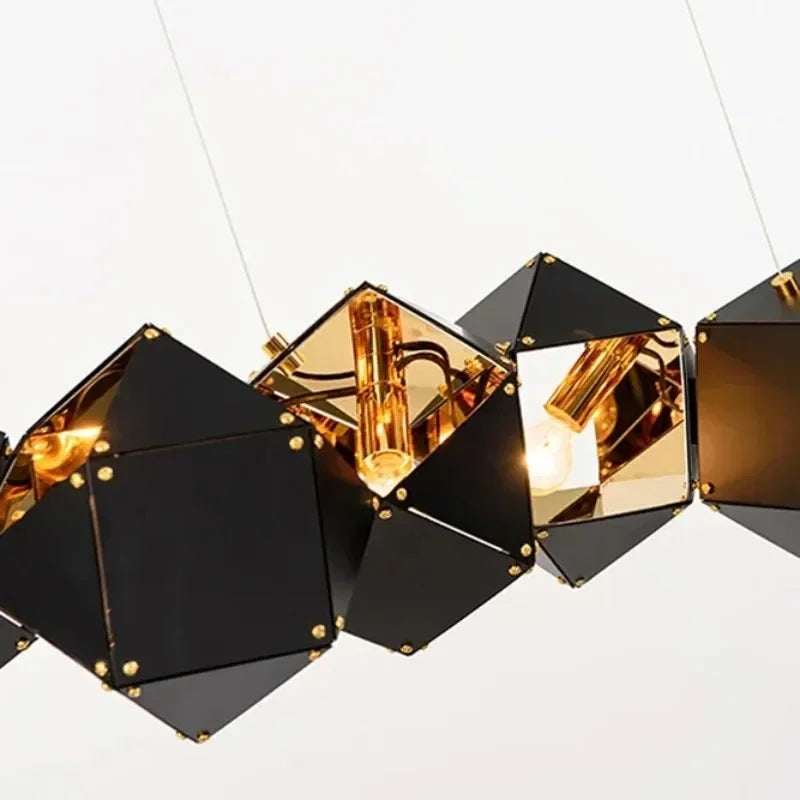 Art deco cube hanging light fixture