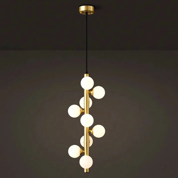 Minimalist vertical LED globe chandelier modern home