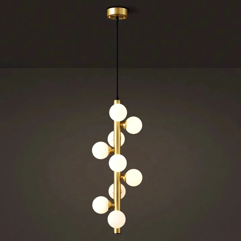 Minimalist vertical LED globe chandelier modern home