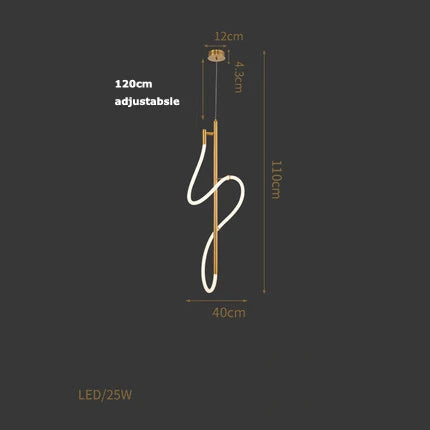 Flowing ring-shape LED chandelier in gold finish