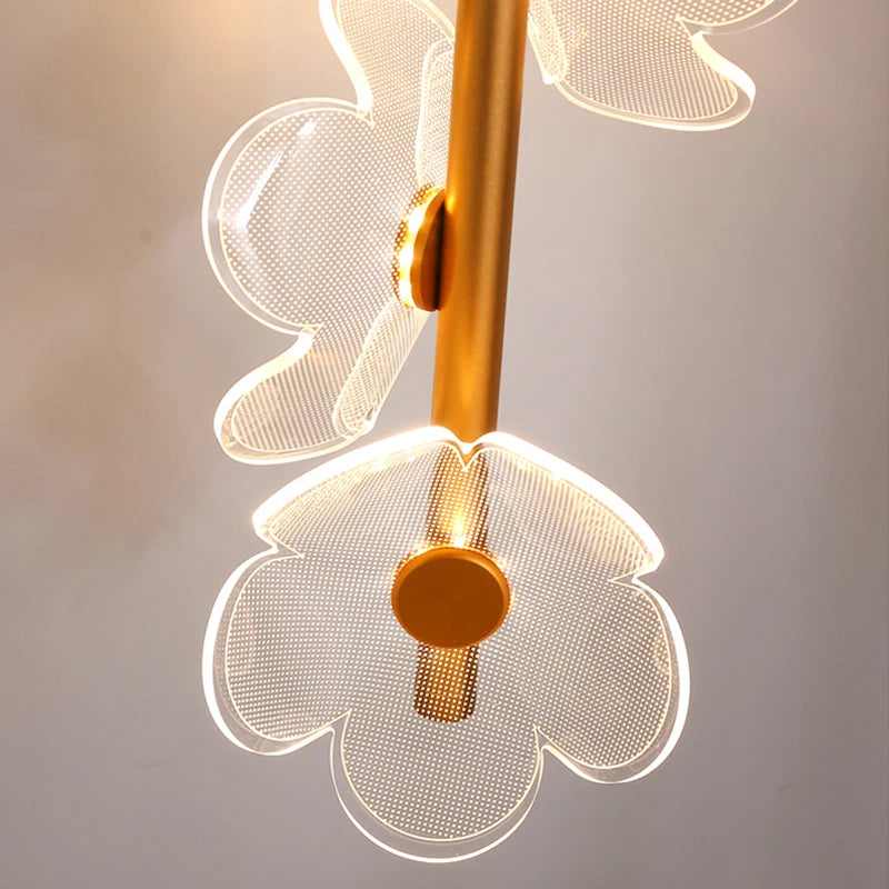 Decorative golden flower pendant light interior design