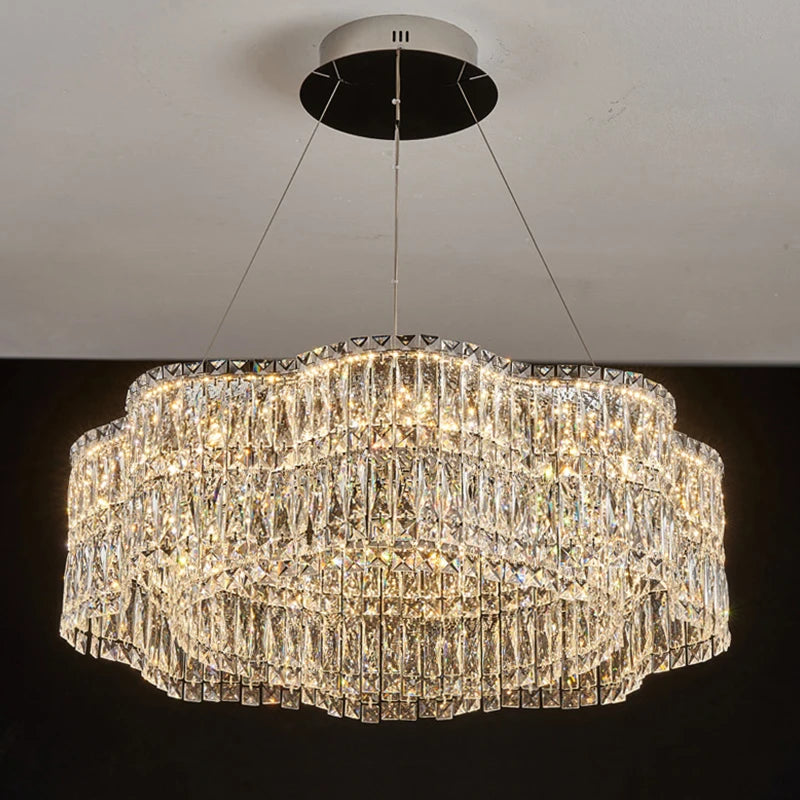 Modern LED crystal chandelier wave design