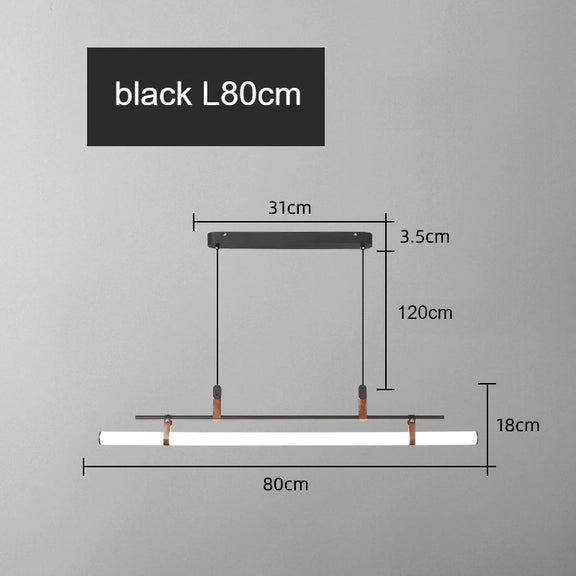 Minimalist linear tube pendant dining table