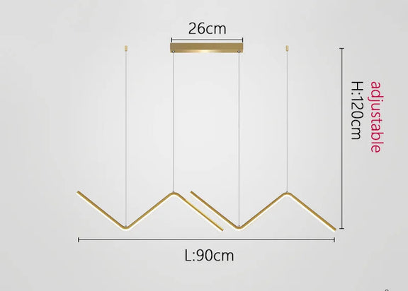 Nordic zig-zag ceiling light hanging over dining area