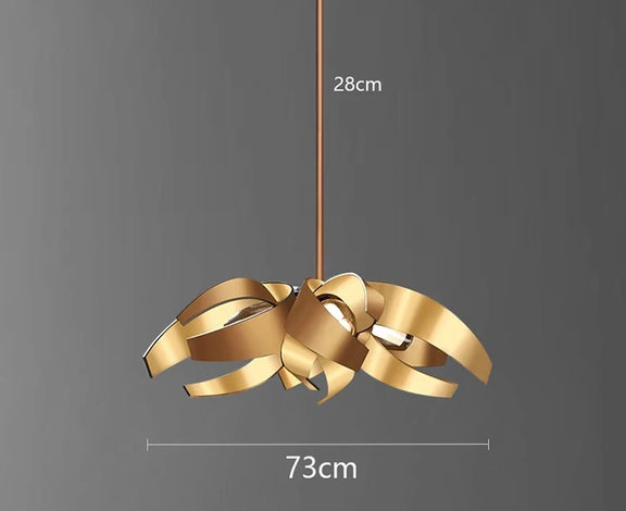 Modern metal ribbon chandelier statement lighting