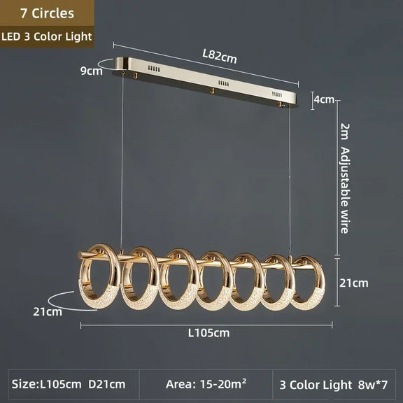 Luxury circular LED chandelier bar interior