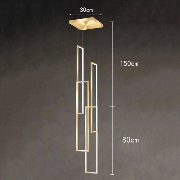 Nordic geometric vertical pendant light high ceiling
