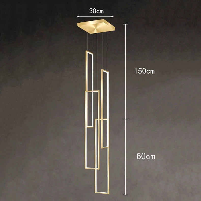 Nordic geometric vertical pendant light high ceiling