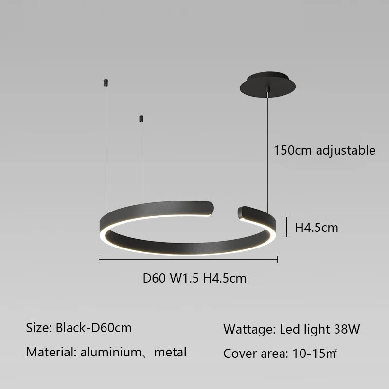Contemporary semi-circle LED chandelier living room