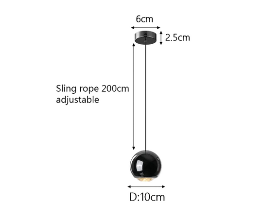Modern black and chrome hanging lamp for bedroom