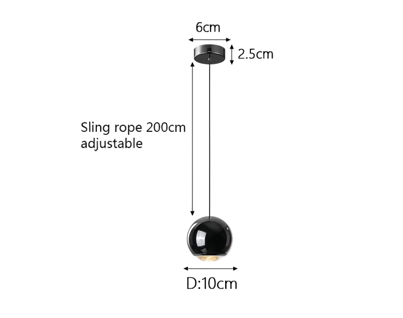 Modern black and chrome hanging lamp for bedroom