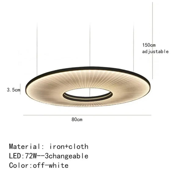Luxury fabric ring pendant light high ceiling