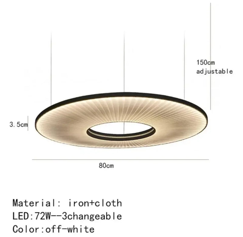 Luxury fabric ring pendant light high ceiling