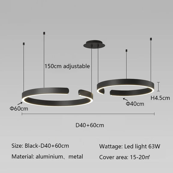 Designer ring LED hanging light modern interior