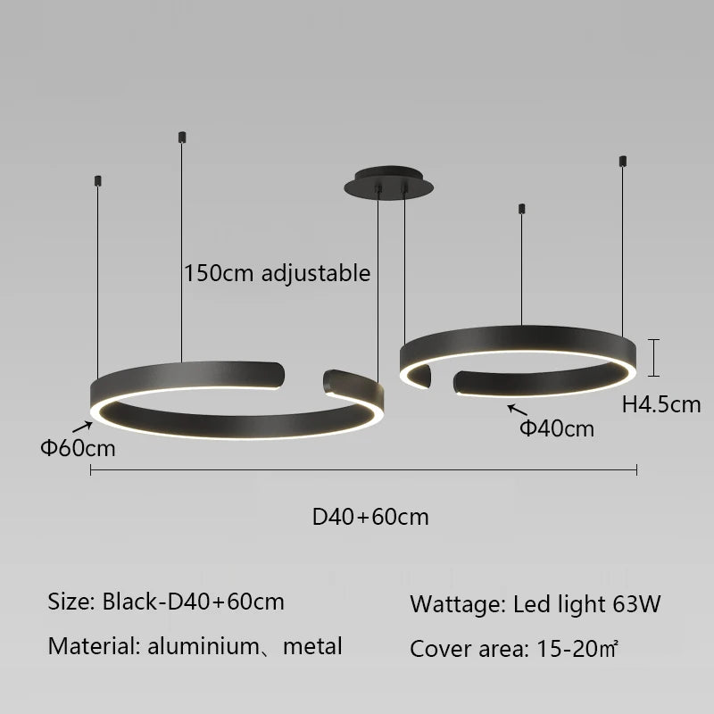 Designer ring LED hanging light modern interior