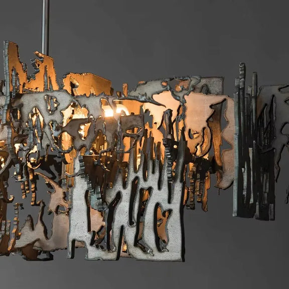 modern art chandelier brushed steel finish