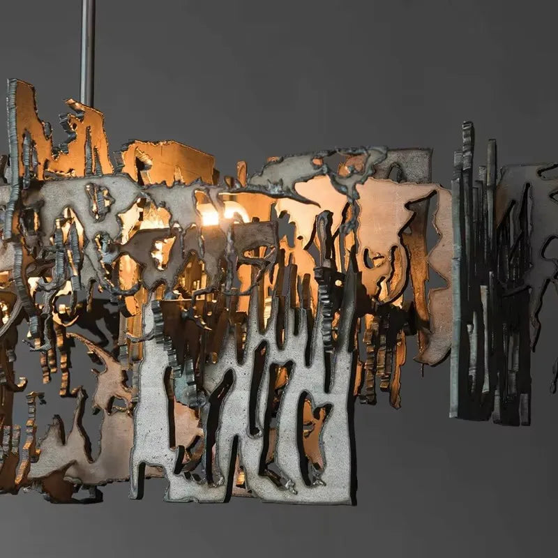 modern art chandelier brushed steel finish