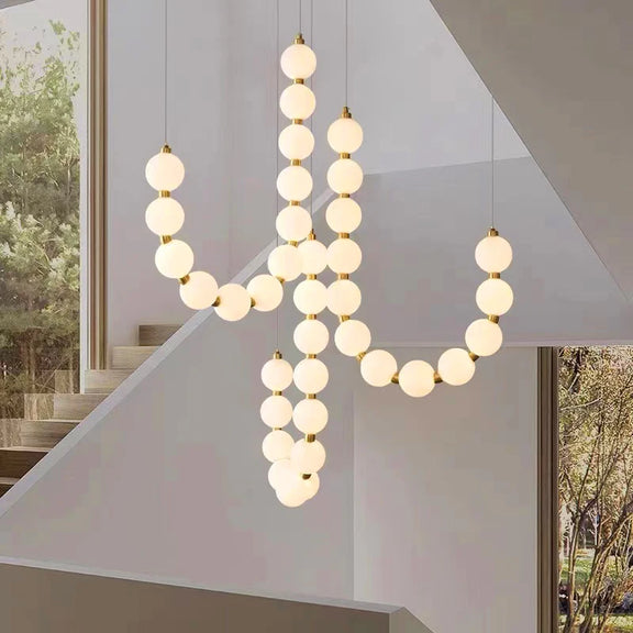 Nordic multi globe staircase chandelier modern gold