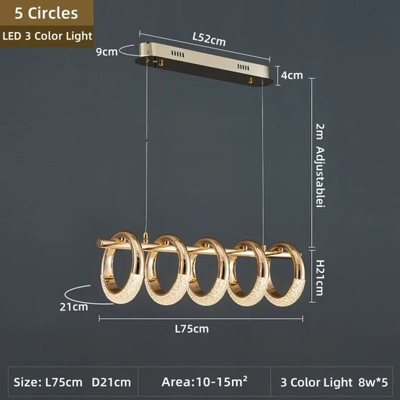 Modern gold ring pendant light kitchen island