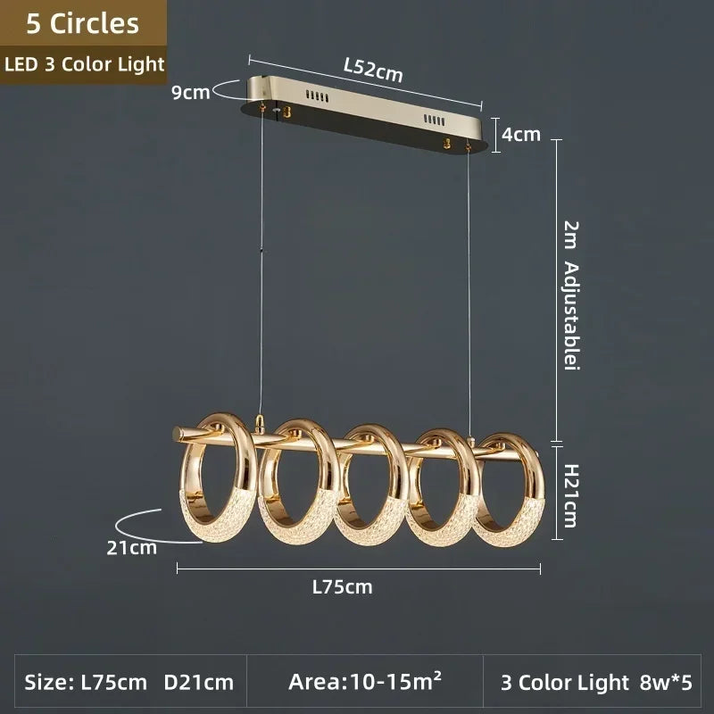 Modern gold ring pendant light kitchen island
