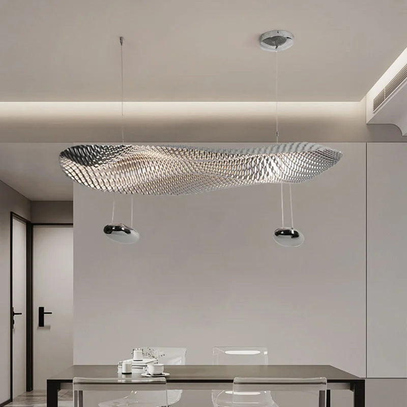 Mesh LED chandelier in gold finish