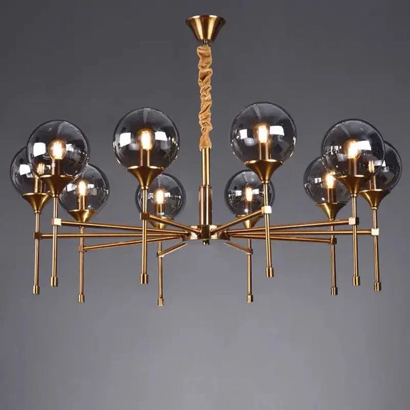 Gold glass globe chandelier modern living room