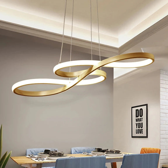 Infinity loop LED pendant light modern dining room