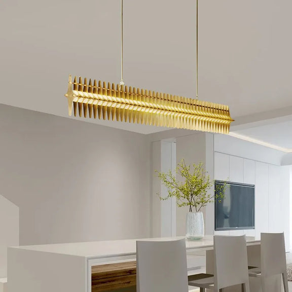 Designer linear metal chandelier modern dining room