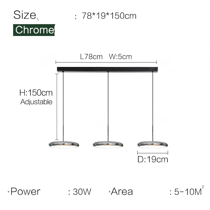 Adjustable cord hanging chandelier with circular LED heads