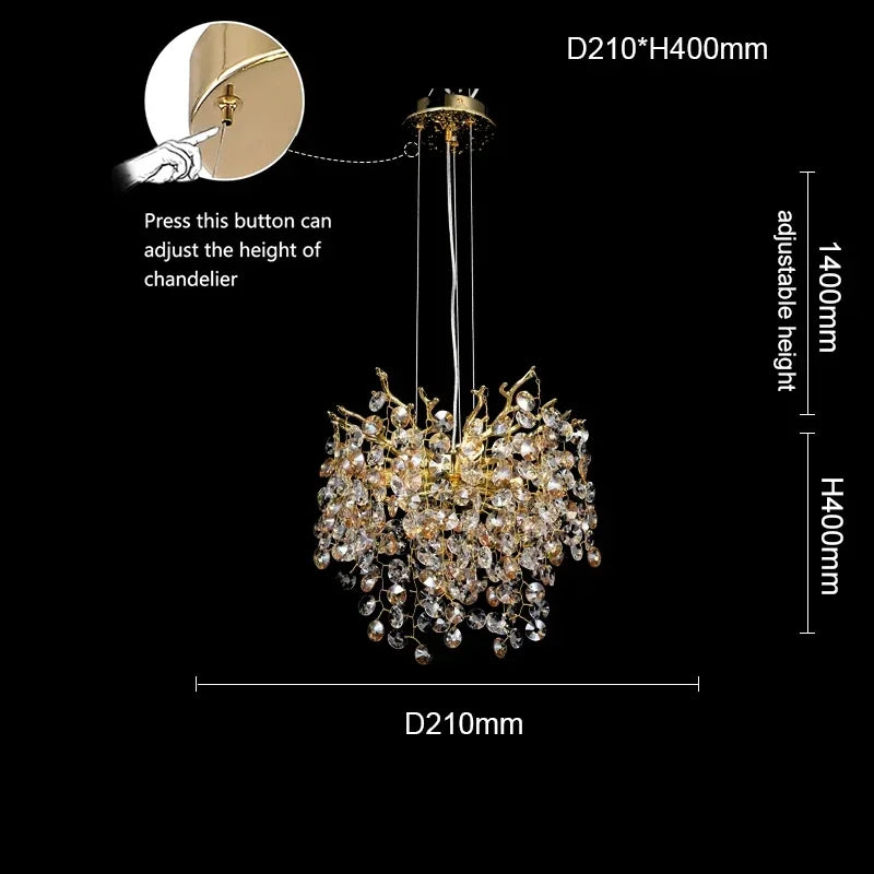 Premium gold branch chandelier LED living room lighting