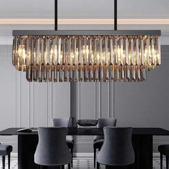 Nordic rectangular crystal dining chandelier LED