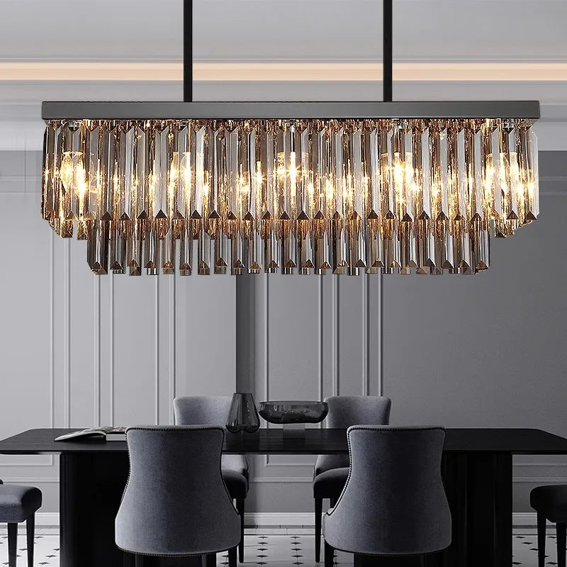 Nordic rectangular crystal dining chandelier LED