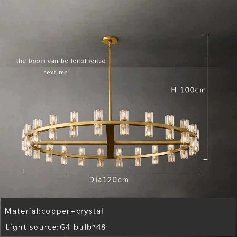 Premium dual ring crystal chandelier gold finish