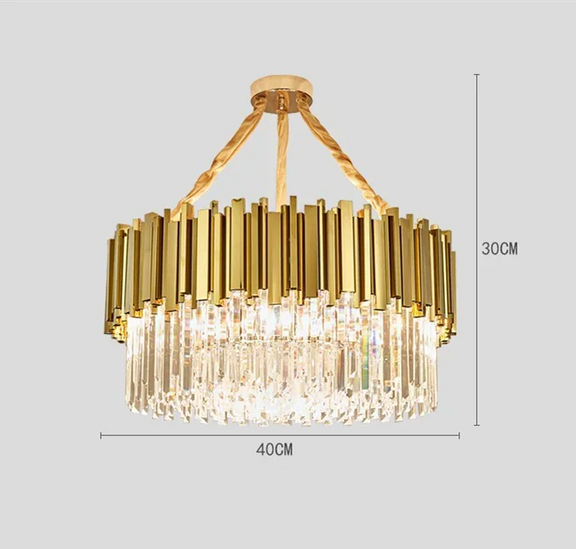 Close-up gold frame with crystal prisms