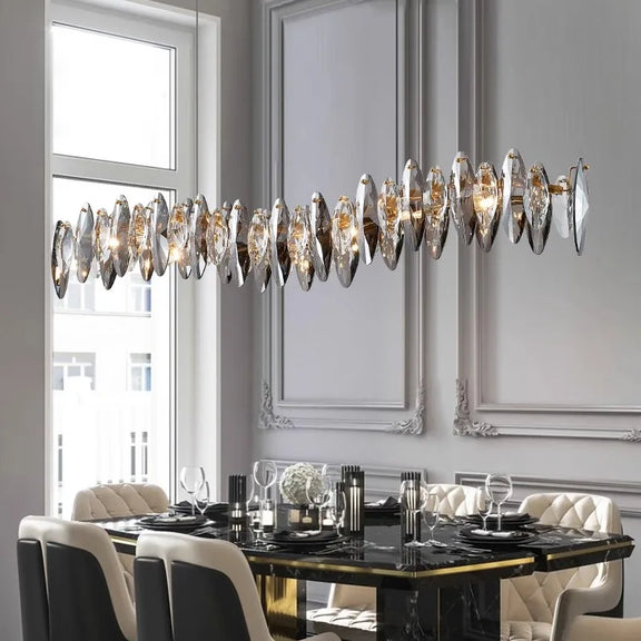 crystal disc pendant chandelier dining table