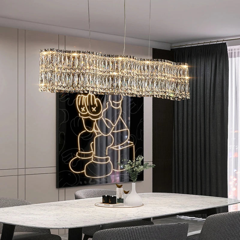 Designer wave crystal chandelier dining lighting