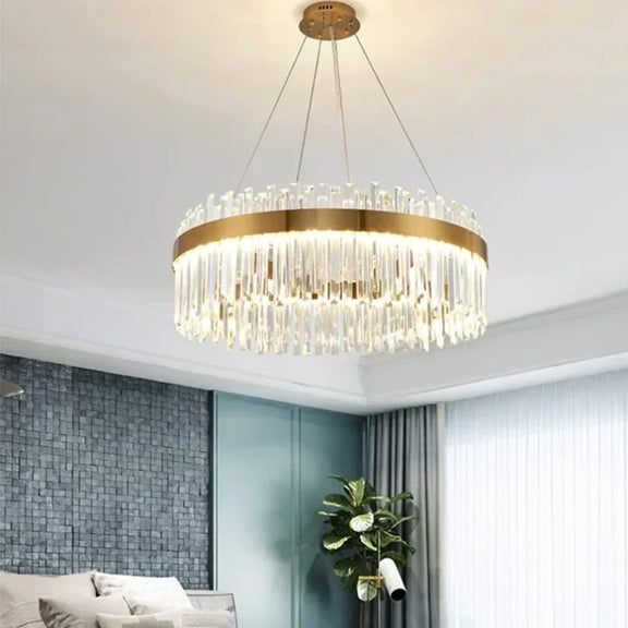 Gold crystal ring chandelier modern luxury pendant