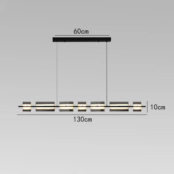 Minimalist Italian chandelier with clear glass shades
