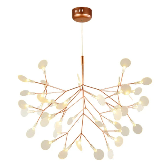 Rose gold firefly chandelier dining room interior