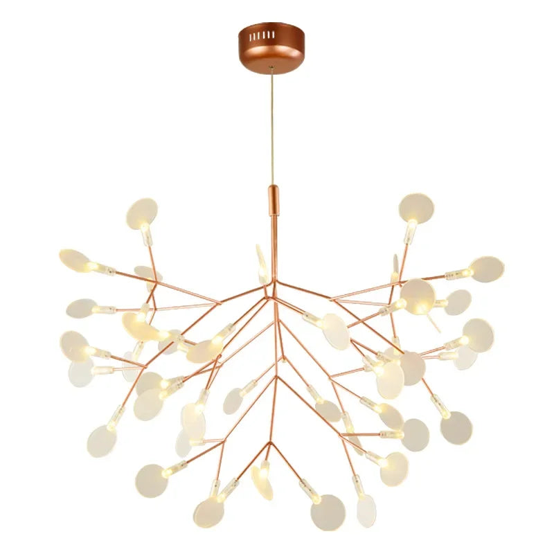 Rose gold firefly chandelier dining room interior
